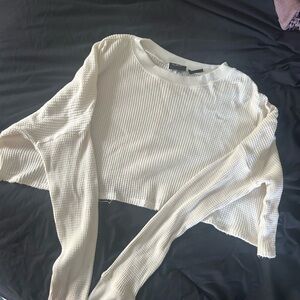 Urban Outfitters Cream Waffle Knit Sweatshirt